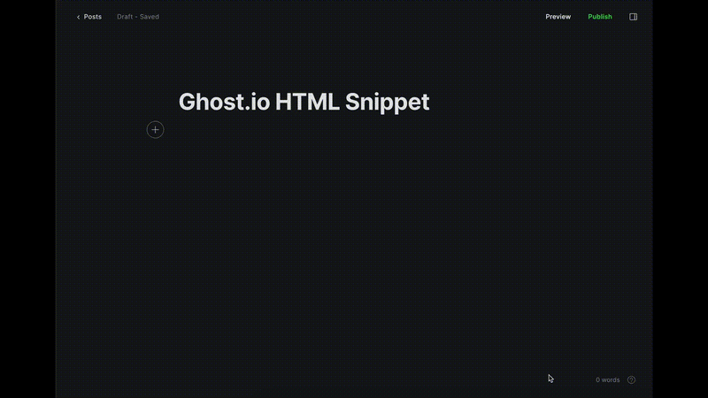 Creating a reusable snippet in Ghost.io