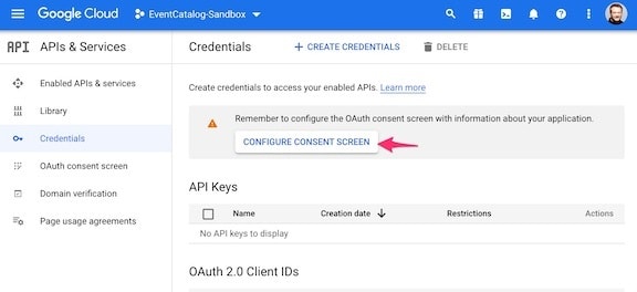 Google Console Select Configure Consent Screen