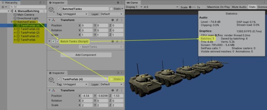 Unity Draw Calls: Manual Batching With StaticBatchingUtility.Combine