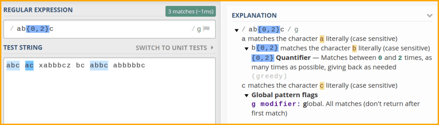regex101 example