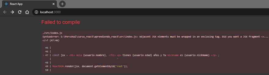 Error con JSX