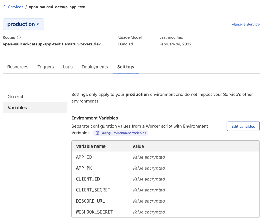 Cloudflare Workers encrypt variables