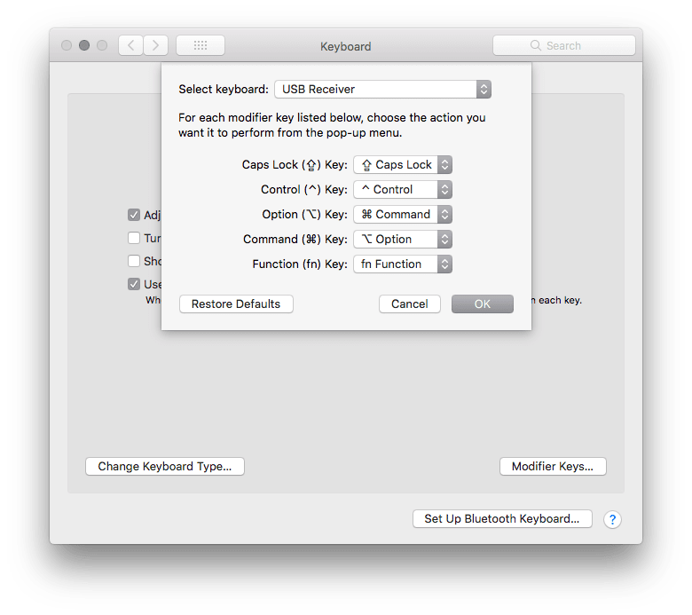 program keys on a windows keyboard for mac