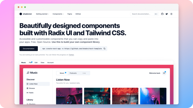 components built with Radix UI and Tailwind CSS