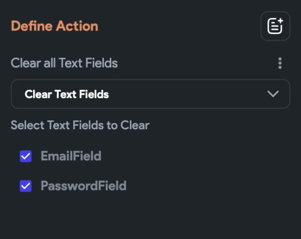 Clear email and password text components