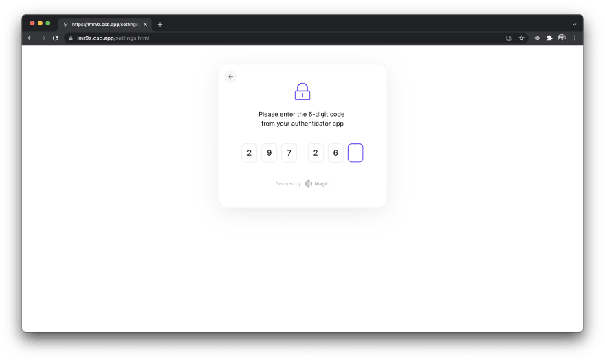 Enter 6 digit code from Authenticator app