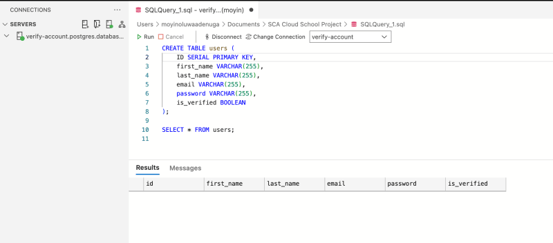 Create Users table