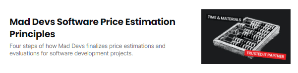 Mad Devs Software Price Estimation Principles.