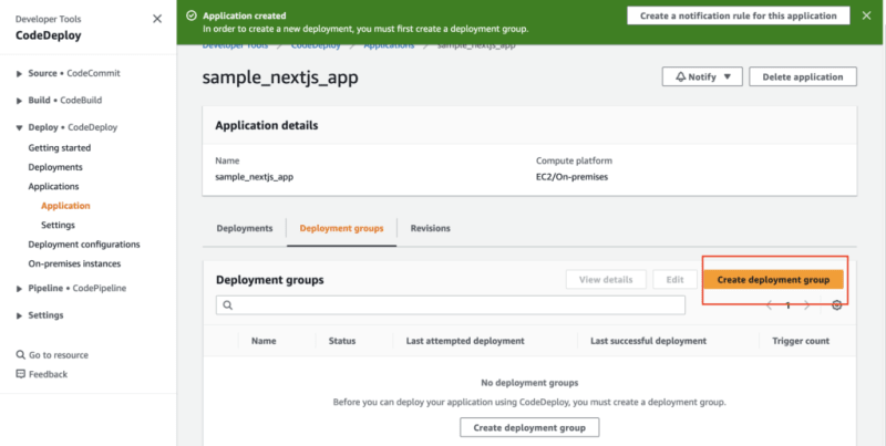 Create CodeDeploy Deployment group