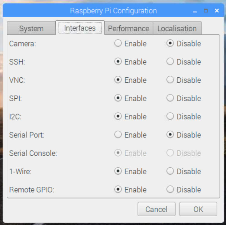 Configuration interface