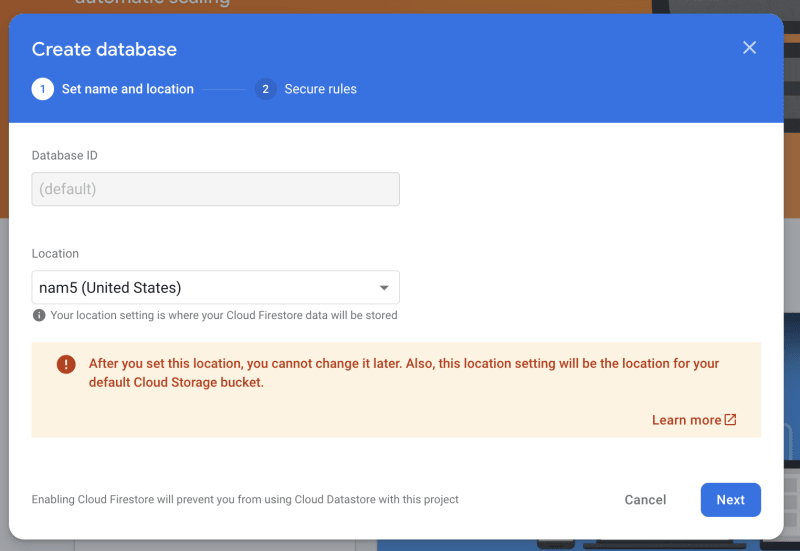 Firestore Enabling 2