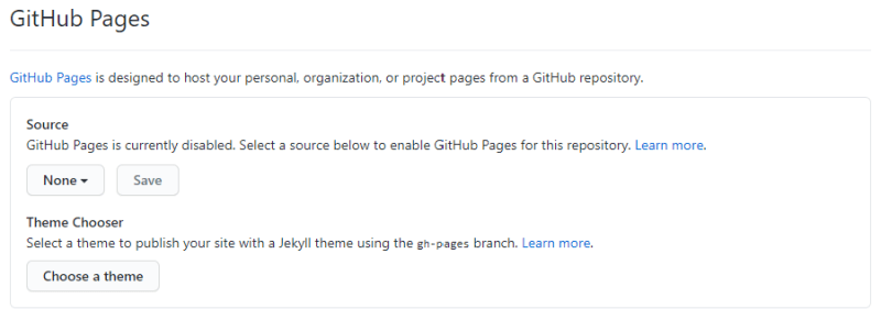 Initial GitHub Pages settings