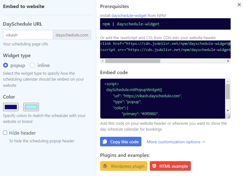 Generate an embed code