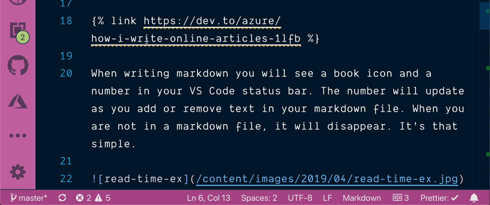 Cover image for Show the Time to Read Your Markdown in VS Code