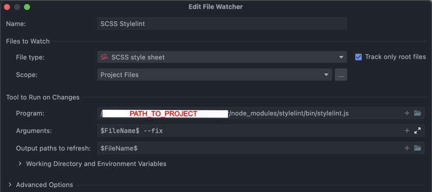 File Watcher configs