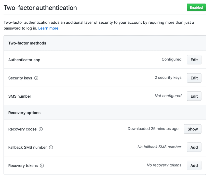 Github's Security Settings