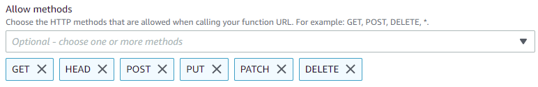 Configuring HTTP methods which can invoke Lambda functions