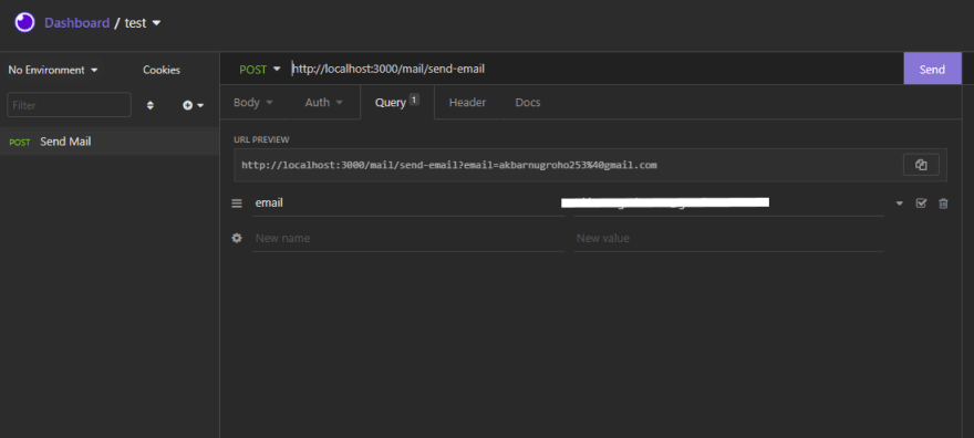 test endpoint using insomnia