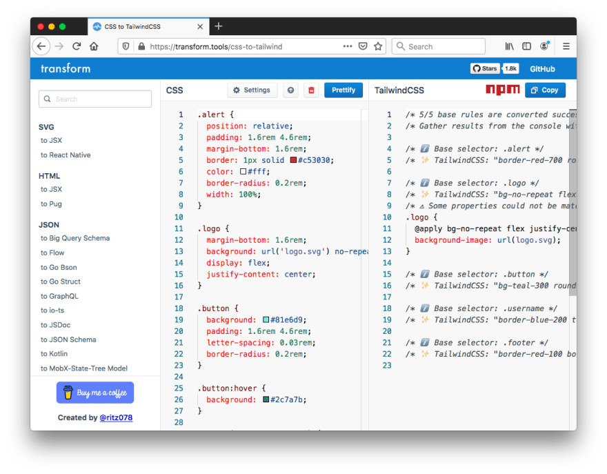 CSS to TailwindCSS