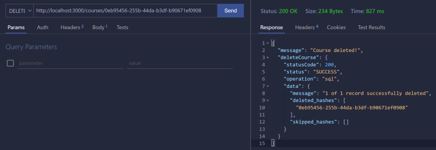 HarperDB Delete A Specific Course.png