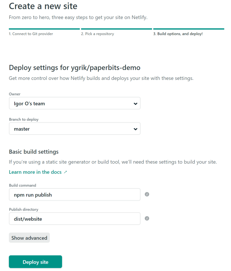 netlify build