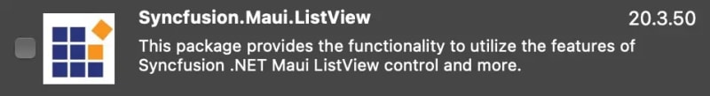 Syncfusion.Maui.ListView NuGet package