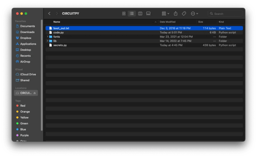 Screenshot of file directory.