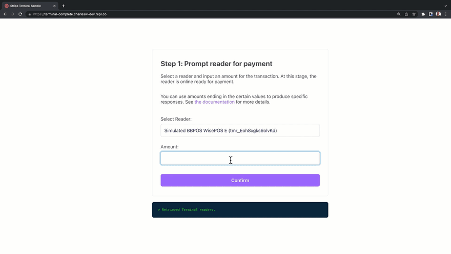 Clicking the simulate button now simulates a cardholder tapping their card on the simulated reader. The associated payment transitions to authorized but uncaptured in the Stripe dashboard.