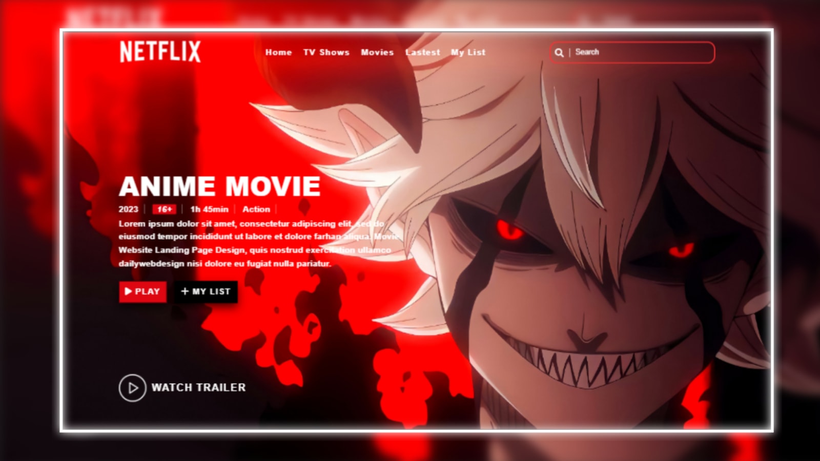 FREE Anime movies website home page HTML template + tutorial