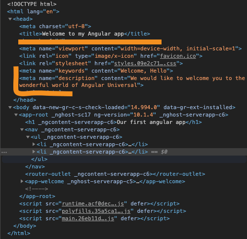 Angular Universal title and meta description