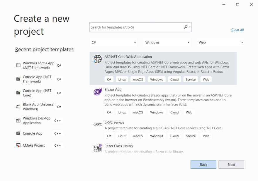 Figure 2 - ASP.Net Core Web Application