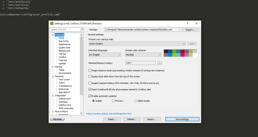 cmder settings