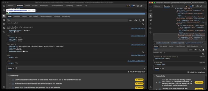Inspecting the Chromium Developer tools with another instance of the developer tools