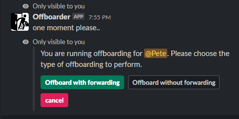 User off-boarding actions