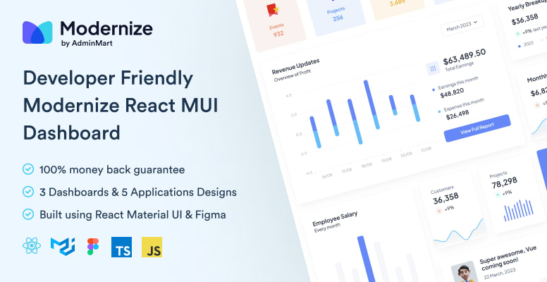 Modernize Free React MUI Dashboard