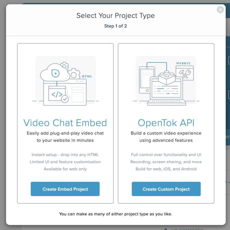 OpenTok Project types
