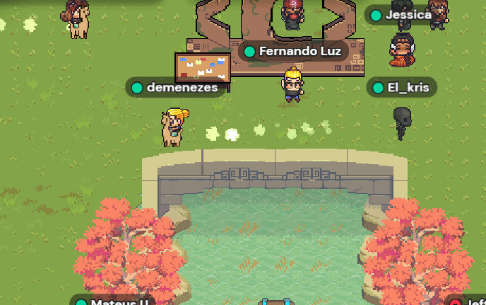 mapa da codecon online 2023 com o personagem correndo com uma lhama