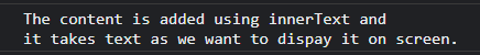 Console output for innerText 