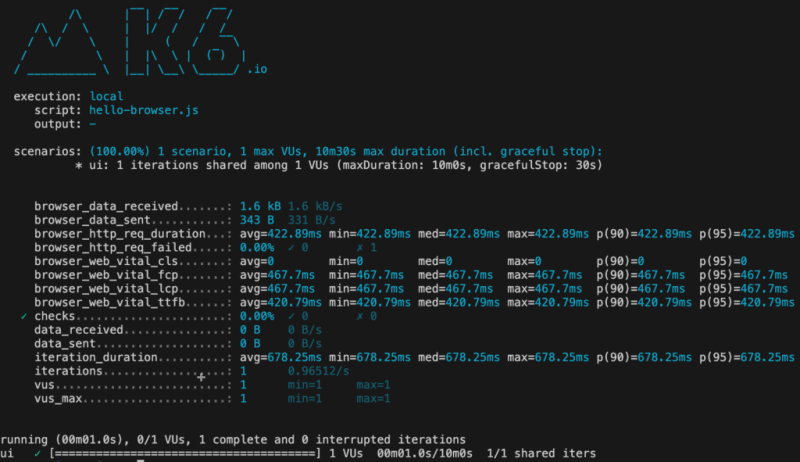 k6 output