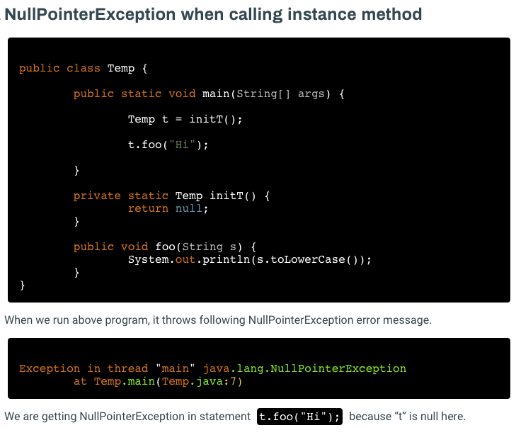 NullPointerException from JournalDev