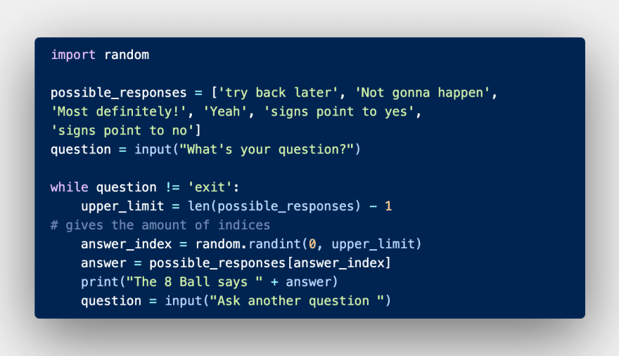 code snippet an 8-ball thingy