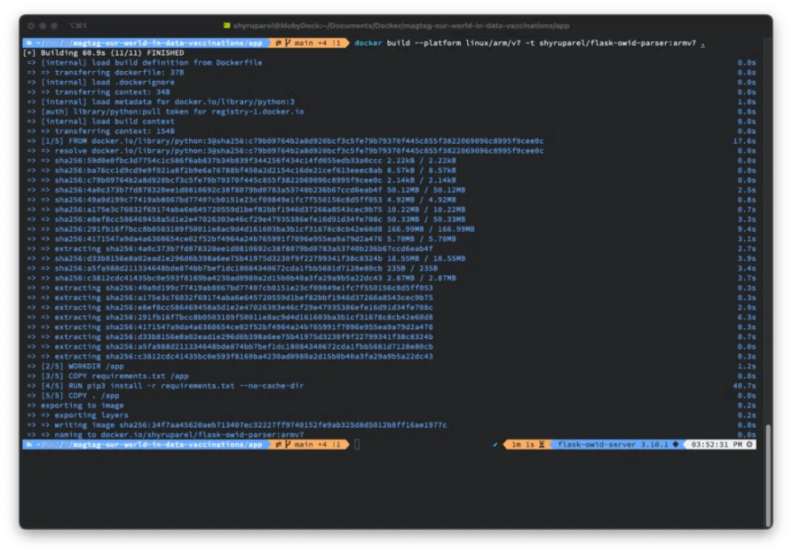 Screenshot of code running in the terminal.