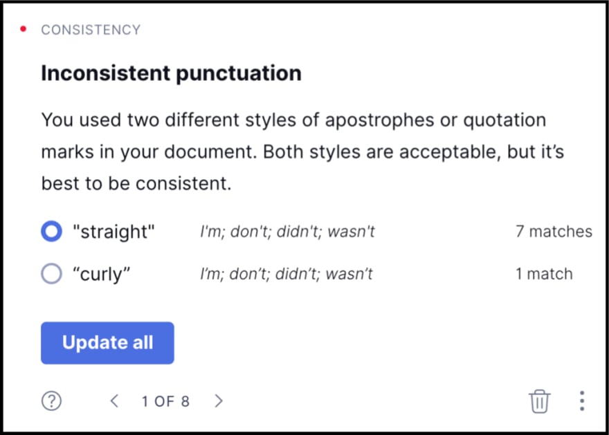 Grammarly punctuation check.