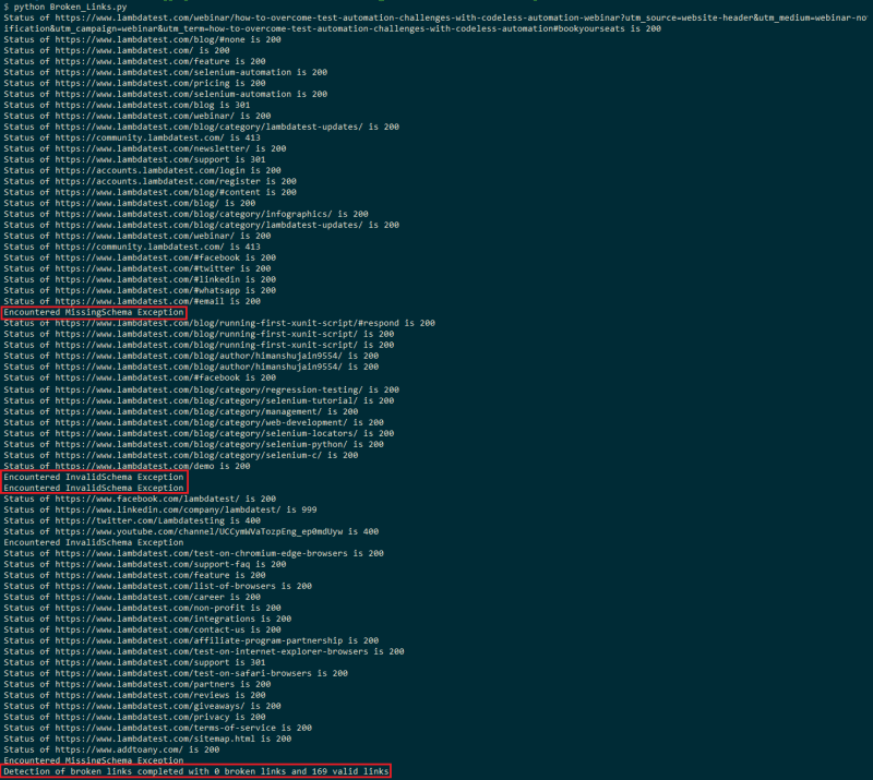 InvalidSchema exception