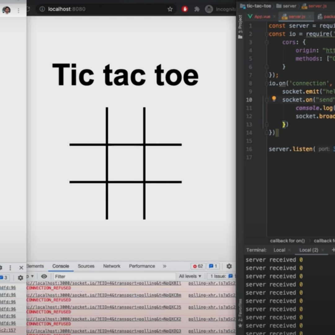 Make a real time multiplayer game, Real time TicTacToe, Socketio Tutorial