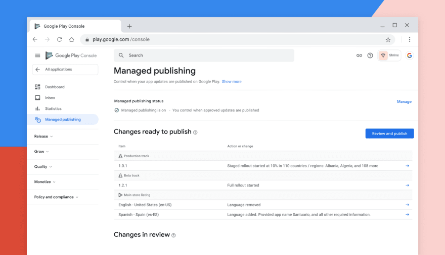 Managed Publishing on Google Play Console