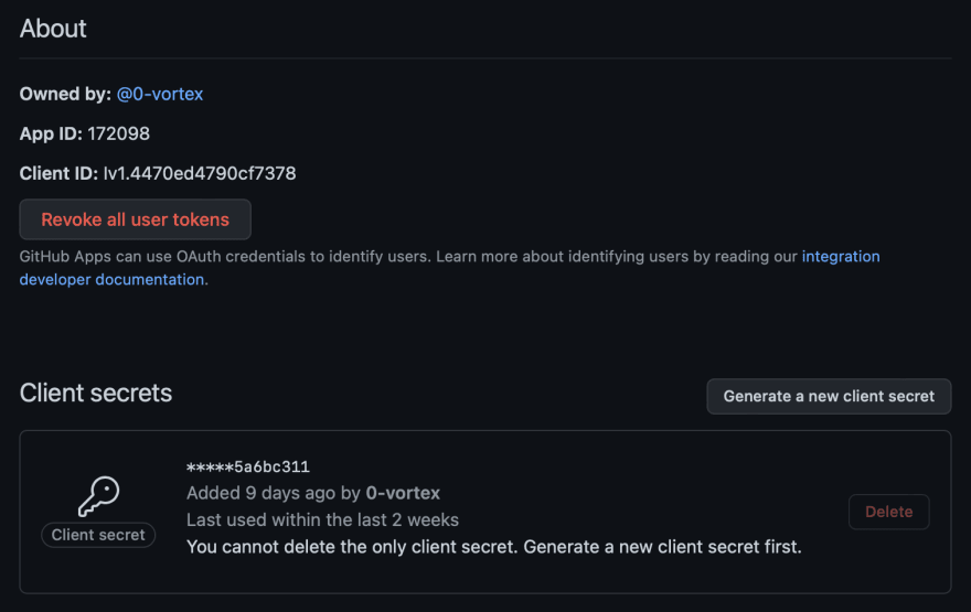 GitHub App webhook secret
