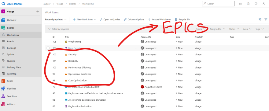 Azure DevOps Boards Epics