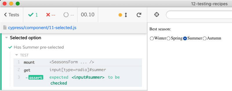 Selected option test