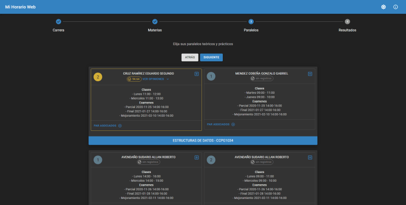 View of MHW web app
